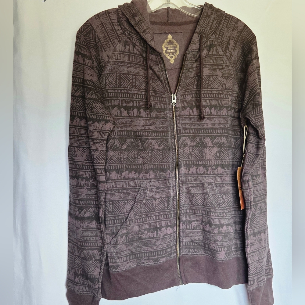 Ruff Hewn Geometric Patterned Zip-Up Hoodie Size Medium.